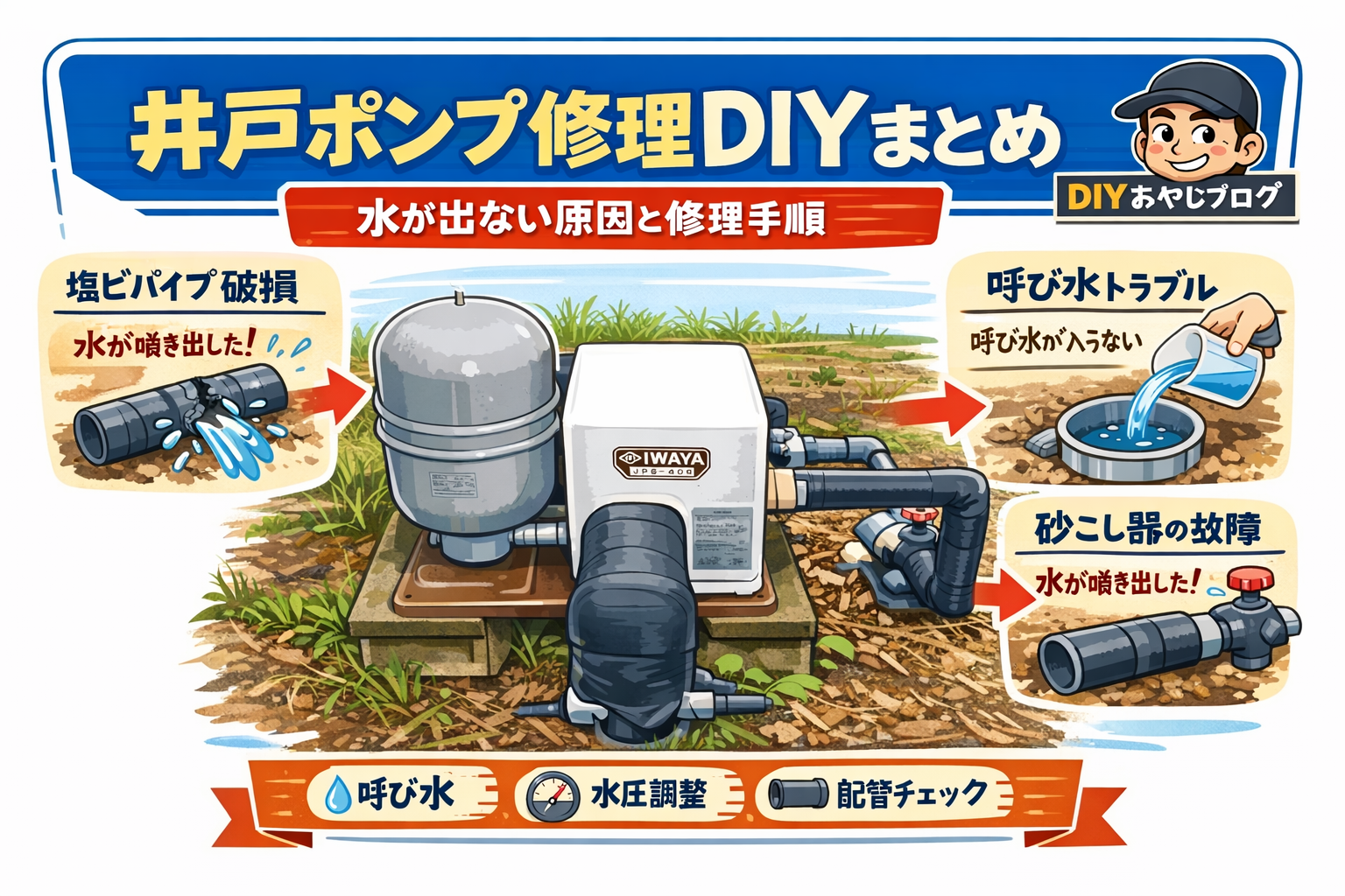 井戸ポンプ修理DIYまとめ｜水が出ない原因と修理手順【実録】