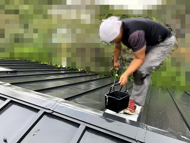 トタン屋根 中塗り塗装