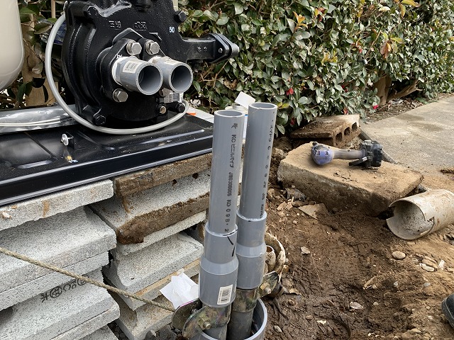 ジェット配管と井戸ポンプを接続する