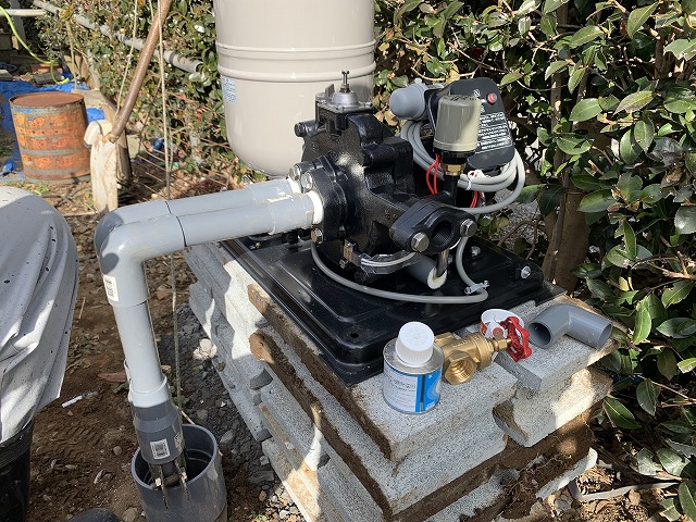 ジェット配管と井戸ポンプを接続する