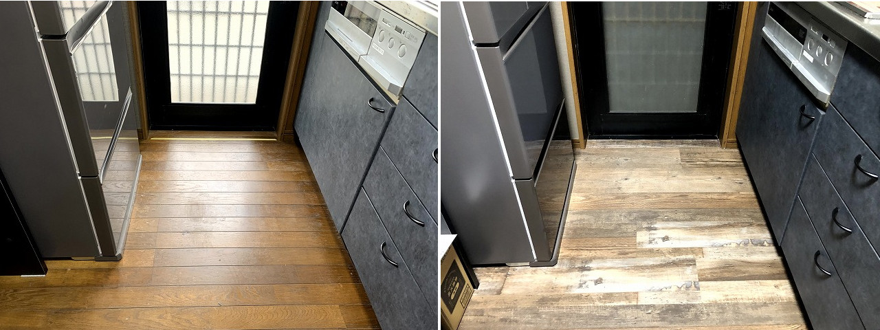 【夫婦DIY】キッチン床を2万円でリフォーム！床下収納もフラット化したリアル施工記